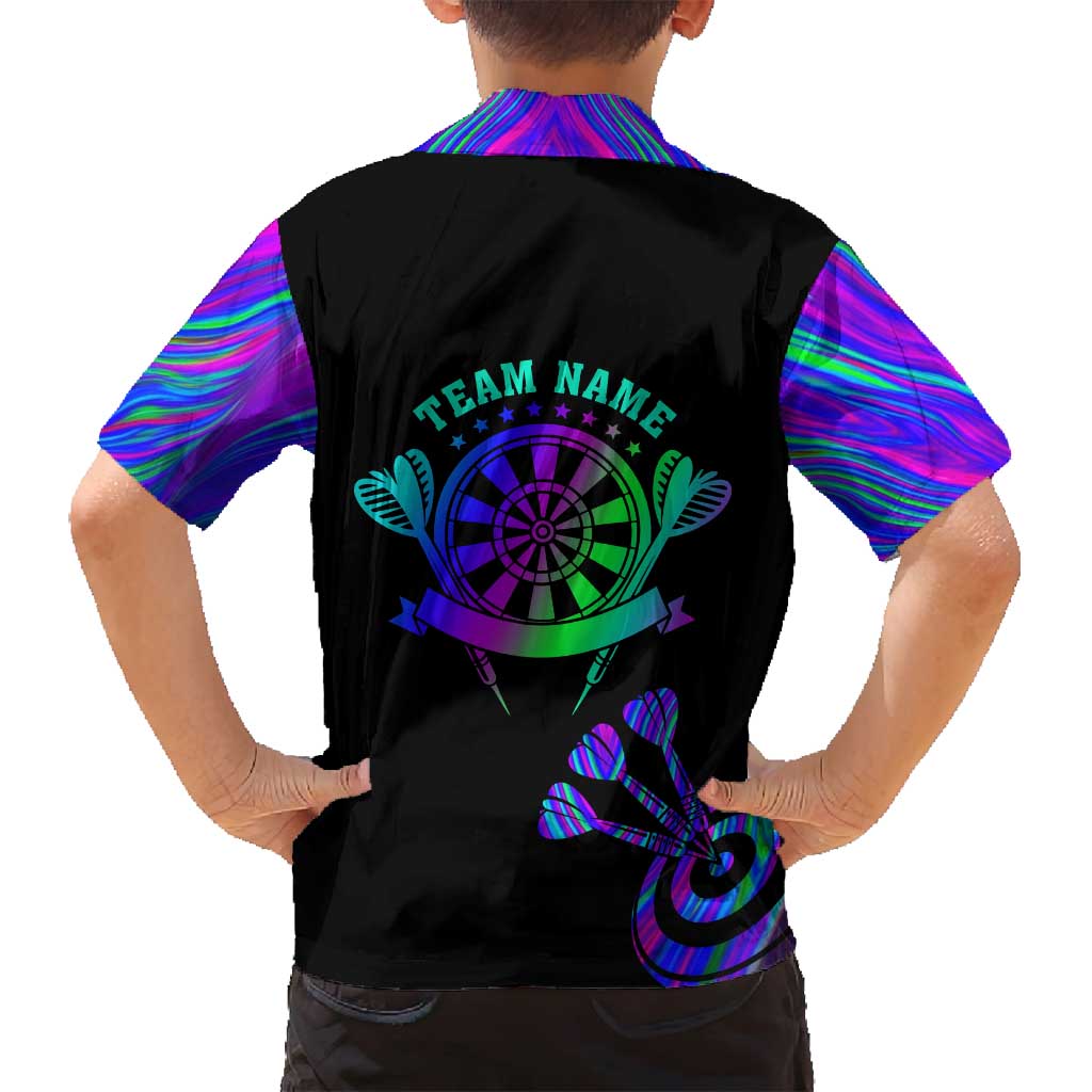 Neon Dartboard Darts Family Matching Tank Maxi Dress and Hawaiian Shirt with Colorful Target and Psychedelic Swirl Pattern - Wonder Print Shop