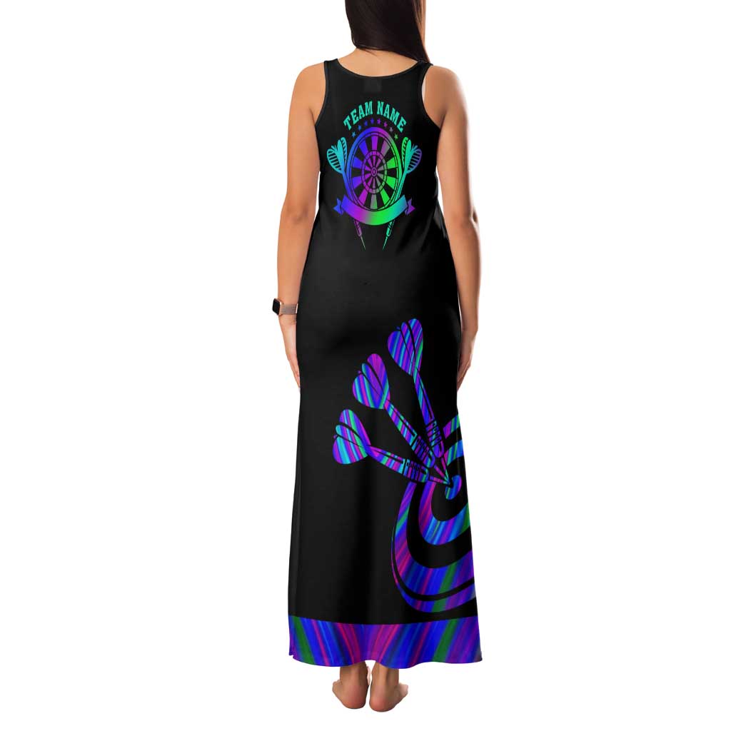 Neon Dartboard Darts Family Matching Tank Maxi Dress and Hawaiian Shirt with Colorful Target and Psychedelic Swirl Pattern - Wonder Print Shop