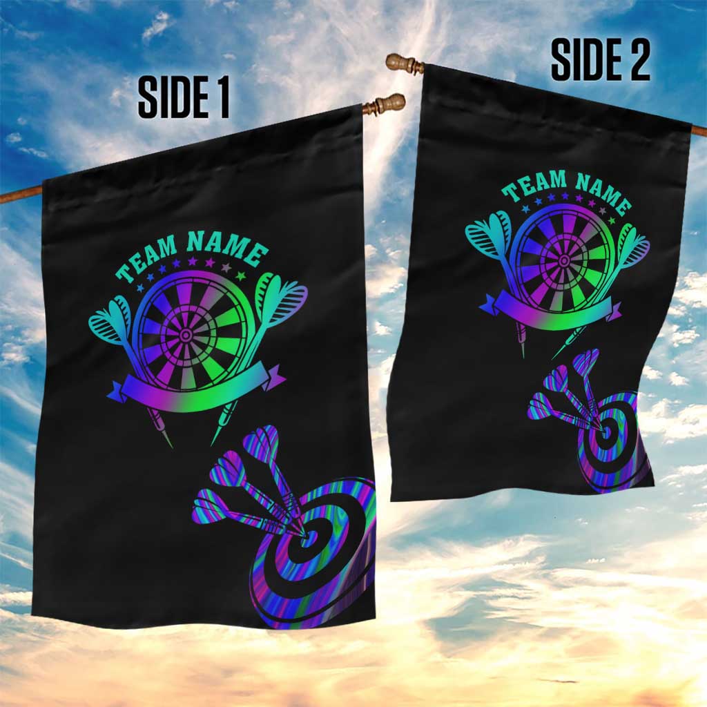 Neon Dartboard Darts Garden Flag with Colorful Target and Psychedelic Swirl Pattern - Wonder Print Shop