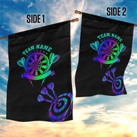 Neon Dartboard Darts Garden Flag with Colorful Target and Psychedelic Swirl Pattern - Wonder Print Shop