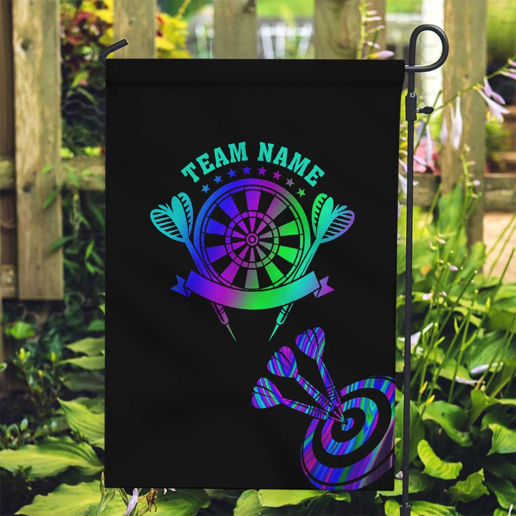Neon Dartboard Darts Garden Flag with Colorful Target and Psychedelic Swirl Pattern - Wonder Print Shop