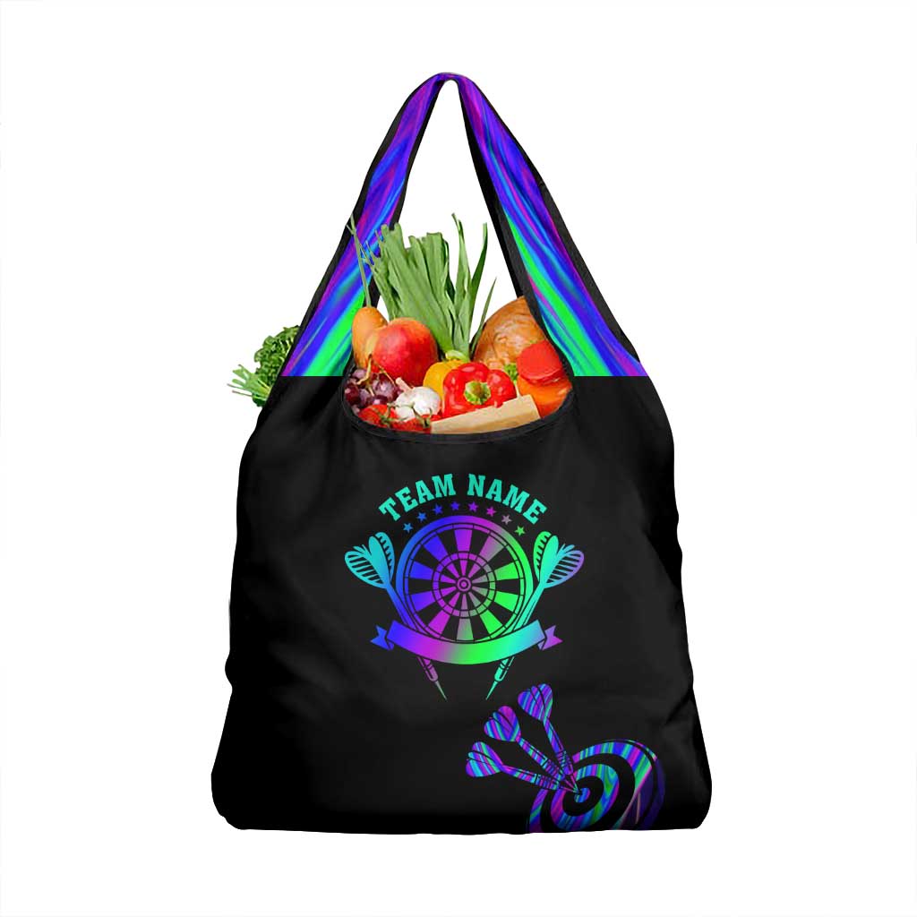Neon Dartboard Darts Grocery Bag with Colorful Target and Psychedelic Swirl Pattern - Wonder Print Shop