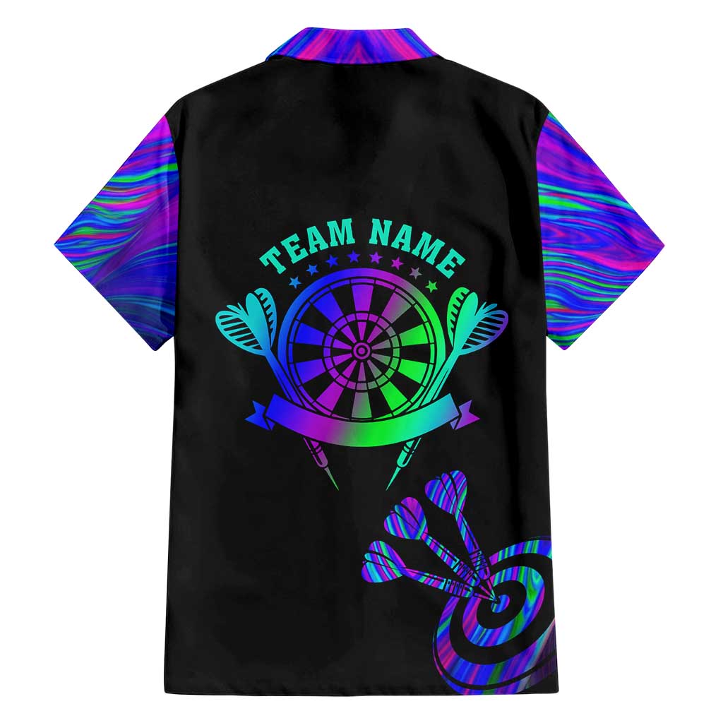 Neon Dartboard Darts Hawaiian Shirt with Colorful Target and Psychedelic Swirl Pattern - Wonder Print Shop