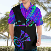 Neon Dartboard Darts Hawaiian Shirt with Colorful Target and Psychedelic Swirl Pattern - Wonder Print Shop