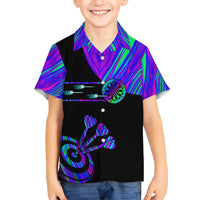 Neon Dartboard Darts Hawaiian Shirt with Colorful Target and Psychedelic Swirl Pattern - Wonder Print Shop