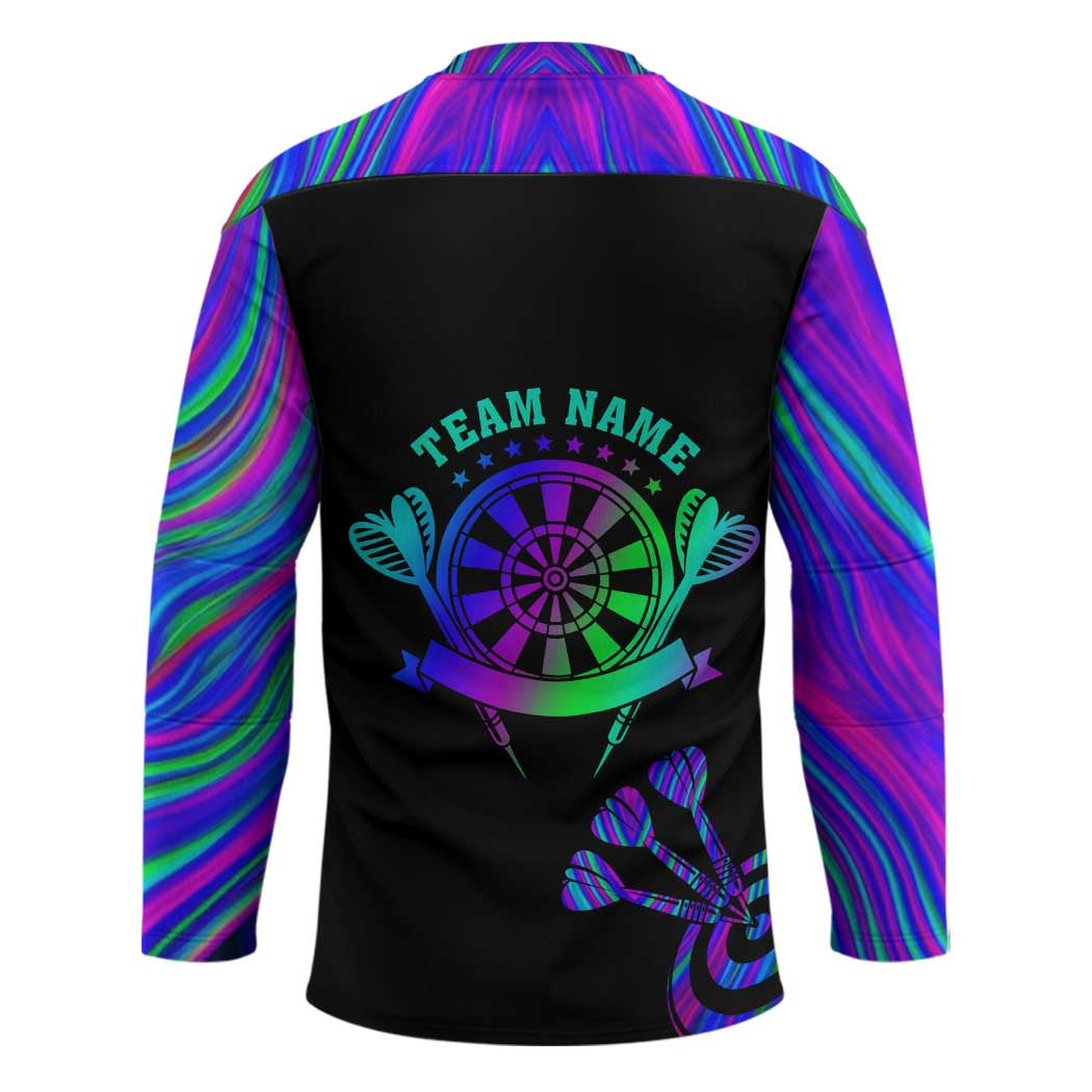 Neon Dartboard Darts Hockey Jersey with Colorful Target and Psychedelic Swirl Pattern - Wonder Print Shop