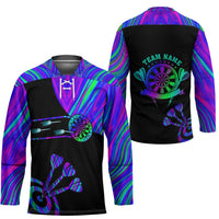 Neon Dartboard Darts Hockey Jersey with Colorful Target and Psychedelic Swirl Pattern - Wonder Print Shop