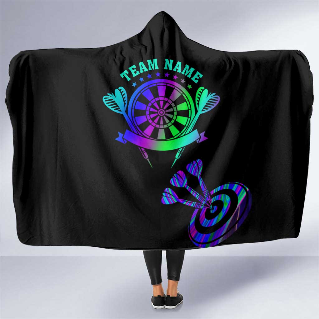 Neon Dartboard Darts Hooded Blanket with Colorful Target and Psychedelic Swirl Pattern - Wonder Print Shop
