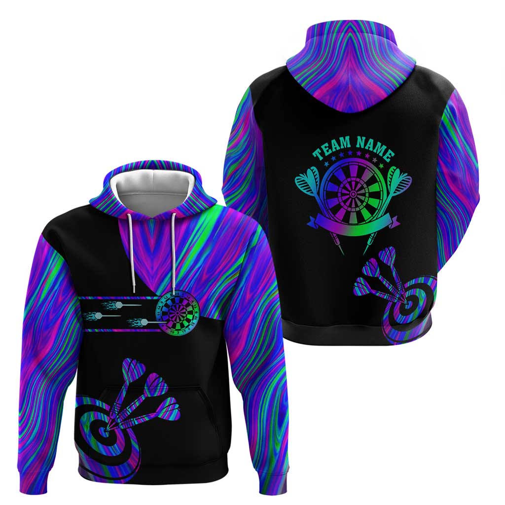 Neon Dartboard Darts Hoodie with Colorful Target and Psychedelic Swirl Pattern - Wonder Print Shop