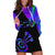 Neon Dartboard Darts Hoodie Dress with Colorful Target and Psychedelic Swirl Pattern - Wonder Print Shop