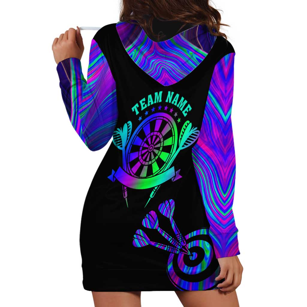 Neon Dartboard Darts Hoodie Dress with Colorful Target and Psychedelic Swirl Pattern - Wonder Print Shop