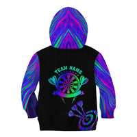 Neon Dartboard Darts Kid Hoodie with Colorful Target and Psychedelic Swirl Pattern - Wonder Print Shop