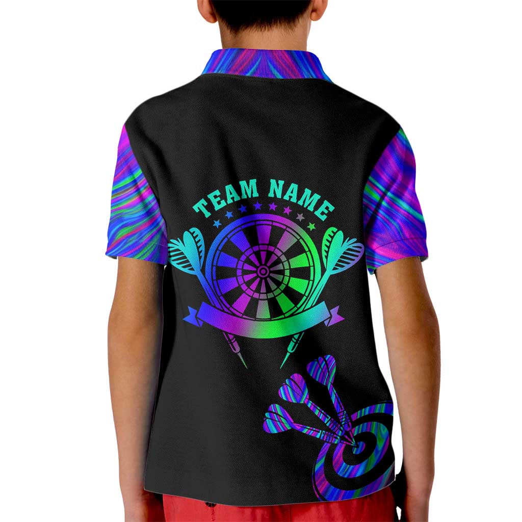Neon Dartboard Darts Kid Polo Shirt with Colorful Target and Psychedelic Swirl Pattern - Wonder Print Shop