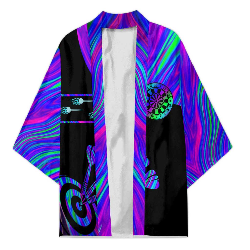 Neon Dartboard Darts Kimono with Colorful Target and Psychedelic Swirl Pattern - Wonder Print Shop