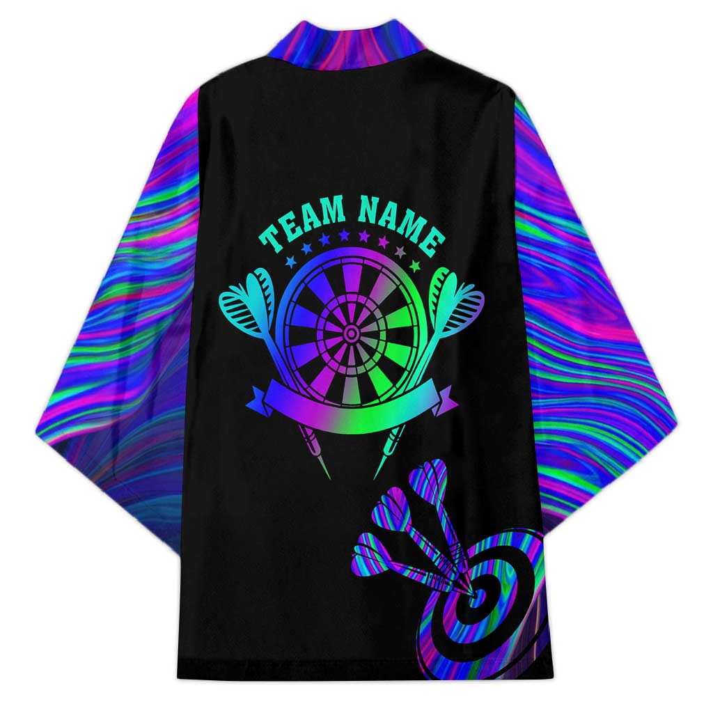 Neon Dartboard Darts Kimono with Colorful Target and Psychedelic Swirl Pattern - Wonder Print Shop
