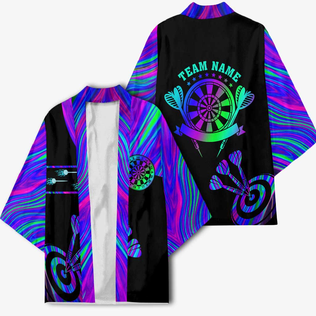 Neon Dartboard Darts Kimono with Colorful Target and Psychedelic Swirl Pattern - Wonder Print Shop