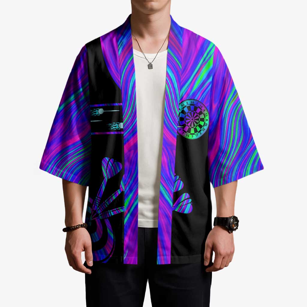 Neon Dartboard Darts Kimono with Colorful Target and Psychedelic Swirl Pattern - Wonder Print Shop
