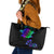 Neon Dartboard Darts Leather Tote Bag with Colorful Target and Psychedelic Swirl Pattern - Wonder Print Shop
