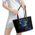Neon Dartboard Darts Leather Tote Bag with Colorful Target and Psychedelic Swirl Pattern - Wonder Print Shop