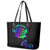 Neon Dartboard Darts Leather Tote Bag with Colorful Target and Psychedelic Swirl Pattern - Wonder Print Shop