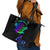 Neon Dartboard Darts Leather Tote Bag with Colorful Target and Psychedelic Swirl Pattern - Wonder Print Shop