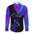 Neon Dartboard Darts Long Sleeve Button Shirt with Colorful Target and Psychedelic Swirl Pattern - Wonder Print Shop