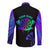 Neon Dartboard Darts Long Sleeve Button Shirt with Colorful Target and Psychedelic Swirl Pattern - Wonder Print Shop