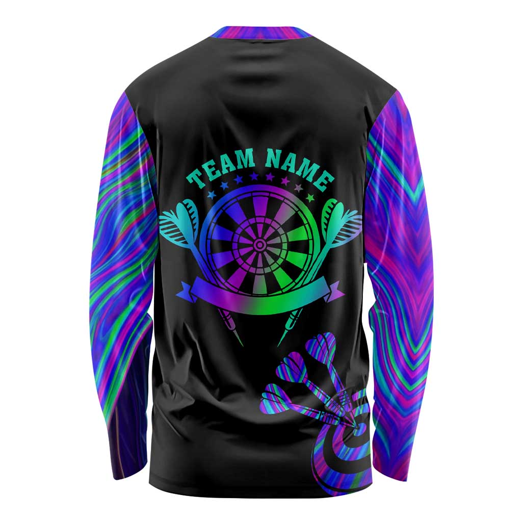 Neon Dartboard Darts Long Sleeve Shirt with Colorful Target and Psychedelic Swirl Pattern - Wonder Print Shop