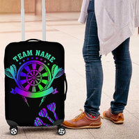 Neon Dartboard Darts Luggage Cover with Colorful Target and Psychedelic Swirl Pattern - Wonder Print Shop