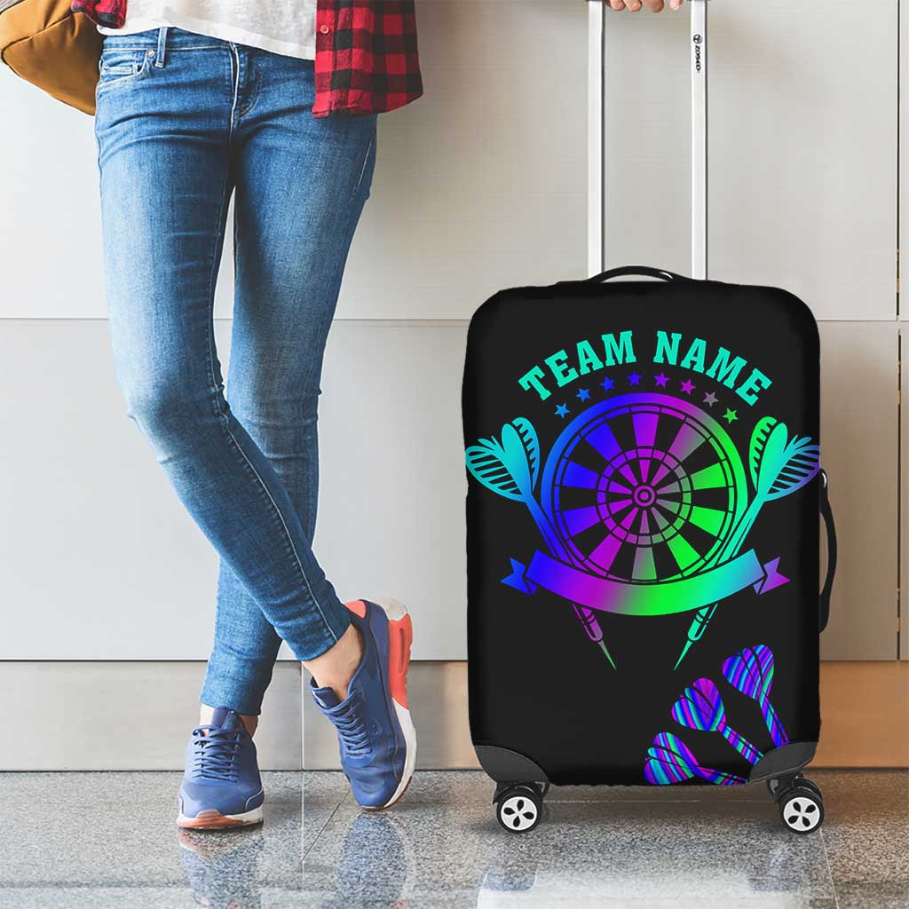 Neon Dartboard Darts Luggage Cover with Colorful Target and Psychedelic Swirl Pattern - Wonder Print Shop