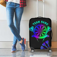 Neon Dartboard Darts Luggage Cover with Colorful Target and Psychedelic Swirl Pattern - Wonder Print Shop