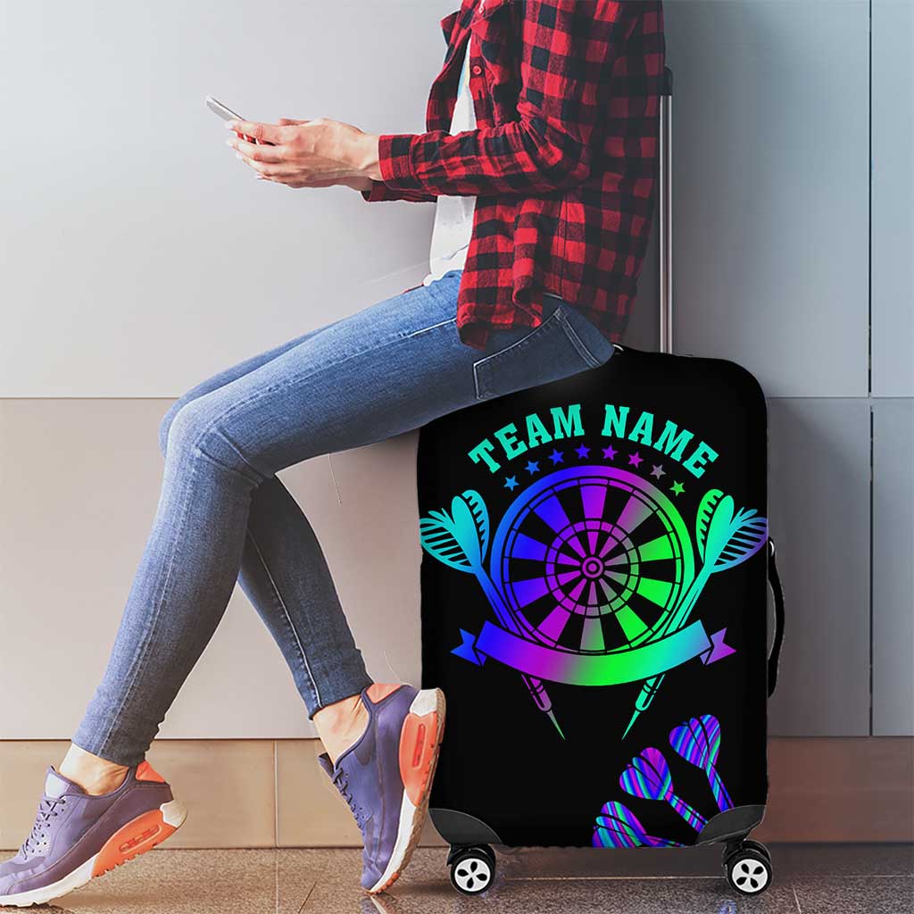 Neon Dartboard Darts Luggage Cover with Colorful Target and Psychedelic Swirl Pattern - Wonder Print Shop