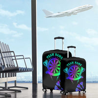 Neon Dartboard Darts Luggage Cover with Colorful Target and Psychedelic Swirl Pattern - Wonder Print Shop