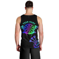 Neon Dartboard Darts Men Tank Top with Colorful Target and Psychedelic Swirl Pattern - Wonder Print Shop