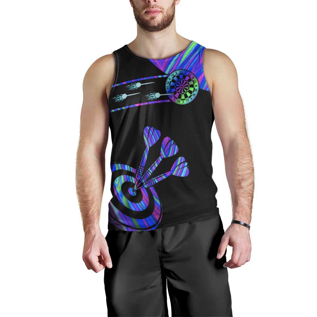 Neon Dartboard Darts Men Tank Top with Colorful Target and Psychedelic Swirl Pattern - Wonder Print Shop