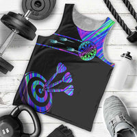 Neon Dartboard Darts Men Tank Top with Colorful Target and Psychedelic Swirl Pattern - Wonder Print Shop