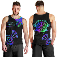 Neon Dartboard Darts Men Tank Top with Colorful Target and Psychedelic Swirl Pattern - Wonder Print Shop