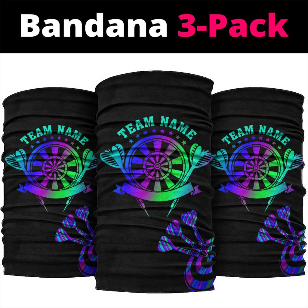 Neon Dartboard Darts Neck Gaiter with Colorful Target and Psychedelic Swirl Pattern TS04