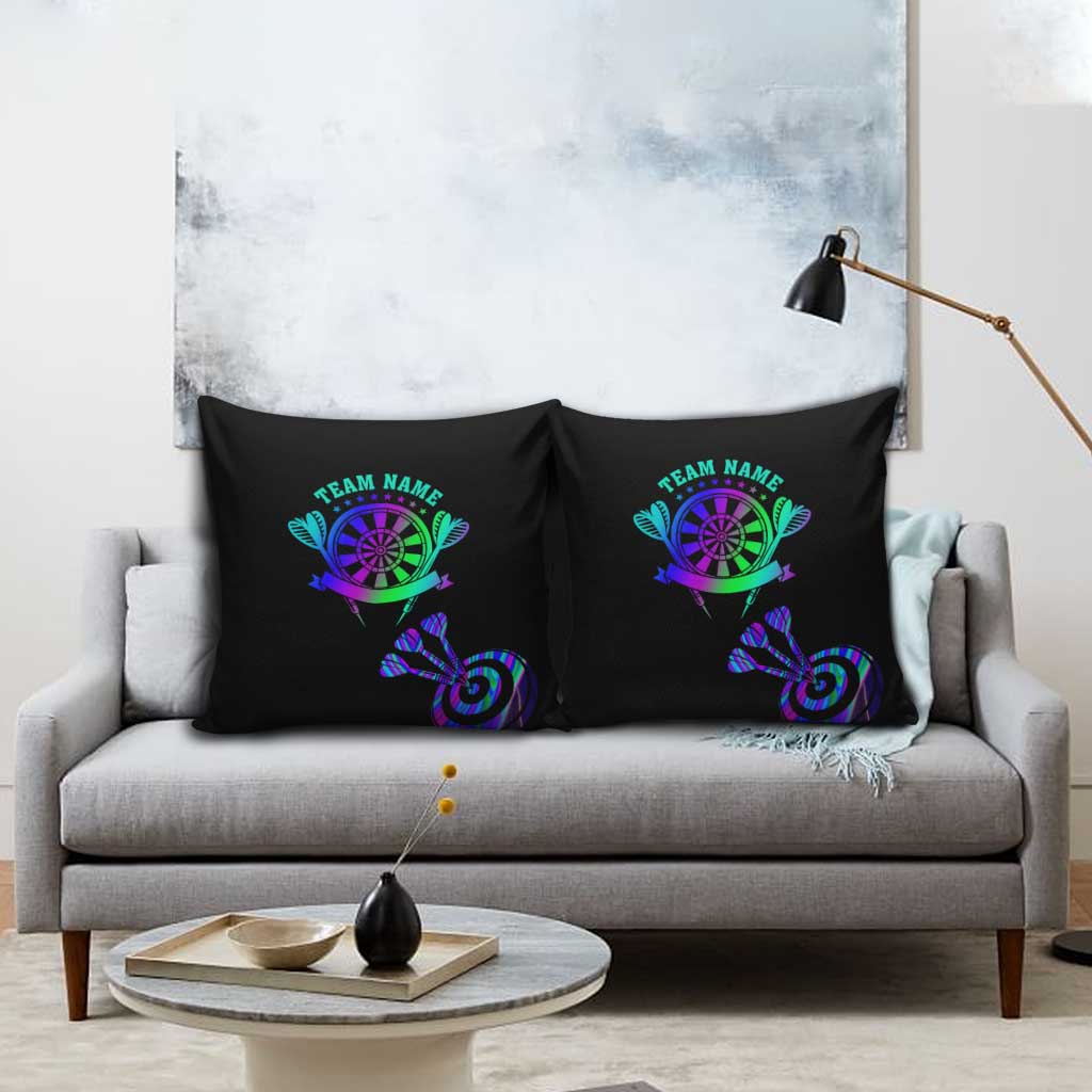 Neon Dartboard Darts Pillow Cover with Colorful Target and Psychedelic Swirl Pattern - Wonder Print Shop