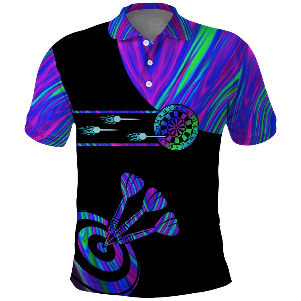 Neon Dartboard Darts Polo Shirt with Colorful Target and Psychedelic Swirl Pattern - Wonder Print Shop
