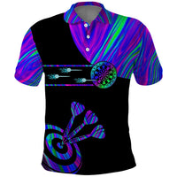 Neon Dartboard Darts Polo Shirt with Colorful Target and Psychedelic Swirl Pattern - Wonder Print Shop