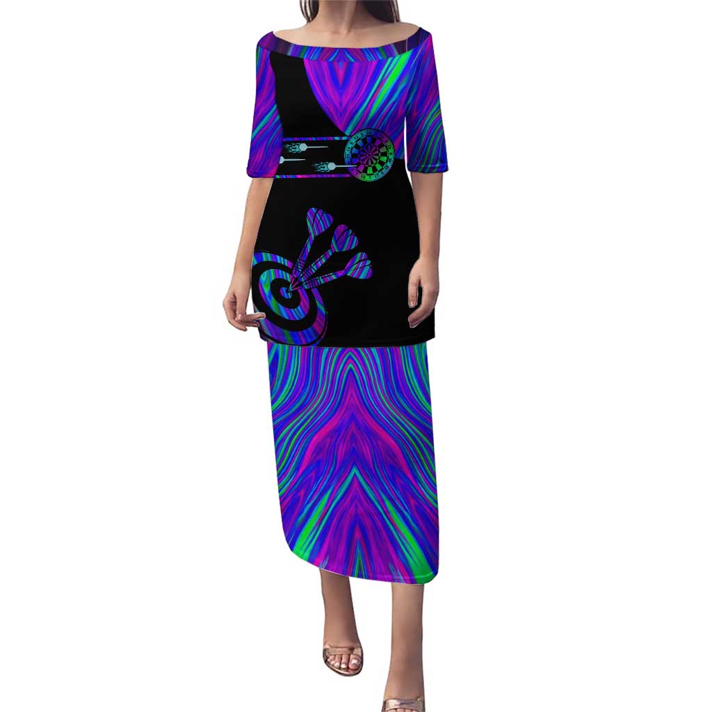 Neon Dartboard Darts Puletasi with Colorful Target and Psychedelic Swirl Pattern - Wonder Print Shop