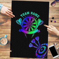 Neon Dartboard Darts Puzzle with Colorful Target and Psychedelic Swirl Pattern - Wonder Print Shop