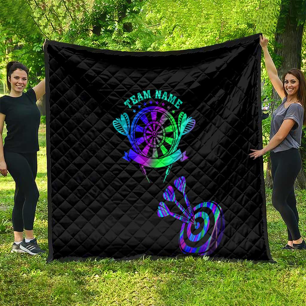 Neon Dartboard Darts Quilt with Colorful Target and Psychedelic Swirl Pattern - Wonder Print Shop