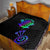Neon Dartboard Darts Quilt with Colorful Target and Psychedelic Swirl Pattern - Wonder Print Shop