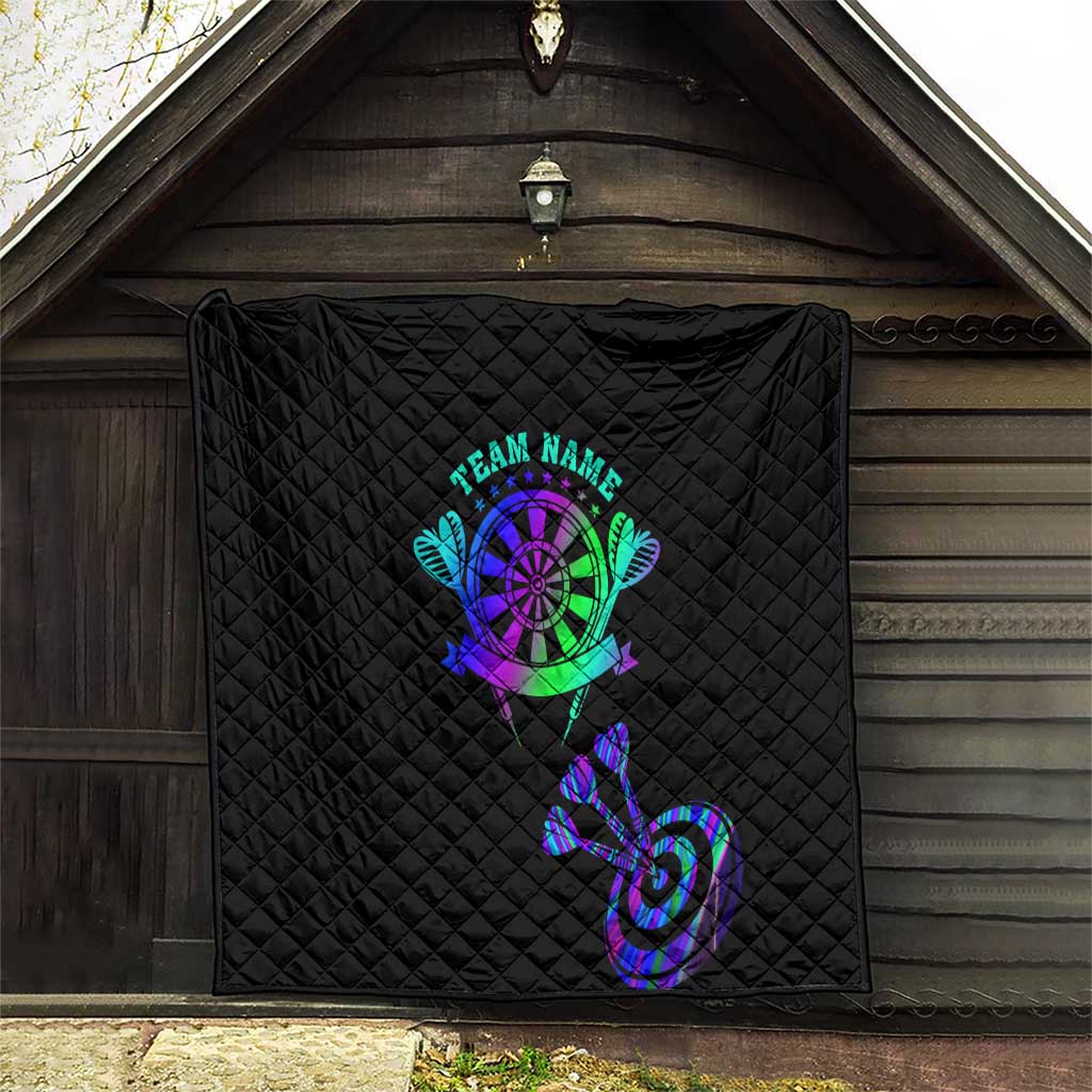 Neon Dartboard Darts Quilt with Colorful Target and Psychedelic Swirl Pattern - Wonder Print Shop
