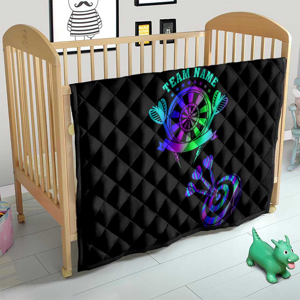 Neon Dartboard Darts Quilt with Colorful Target and Psychedelic Swirl Pattern - Wonder Print Shop
