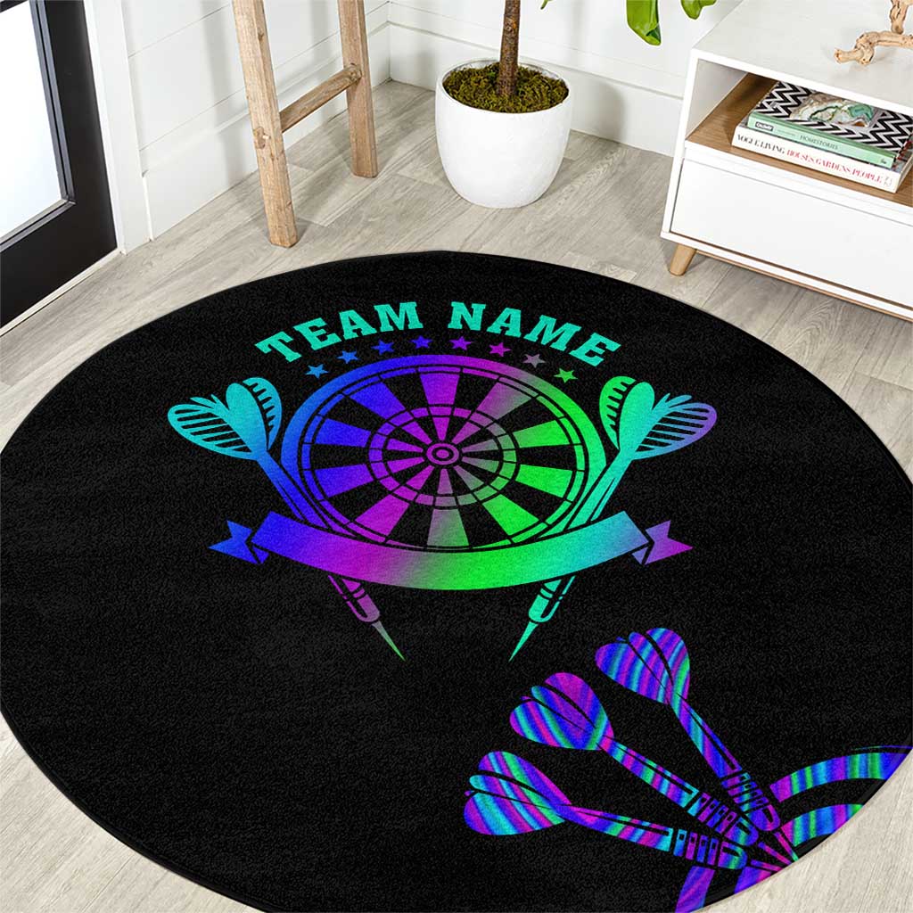 Neon Dartboard Darts Round Carpet with Colorful Target and Psychedelic Swirl Pattern - Wonder Print Shop