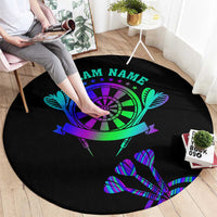 Neon Dartboard Darts Round Carpet with Colorful Target and Psychedelic Swirl Pattern - Wonder Print Shop