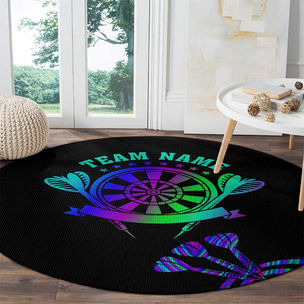 Neon Dartboard Darts Round Carpet with Colorful Target and Psychedelic Swirl Pattern - Wonder Print Shop